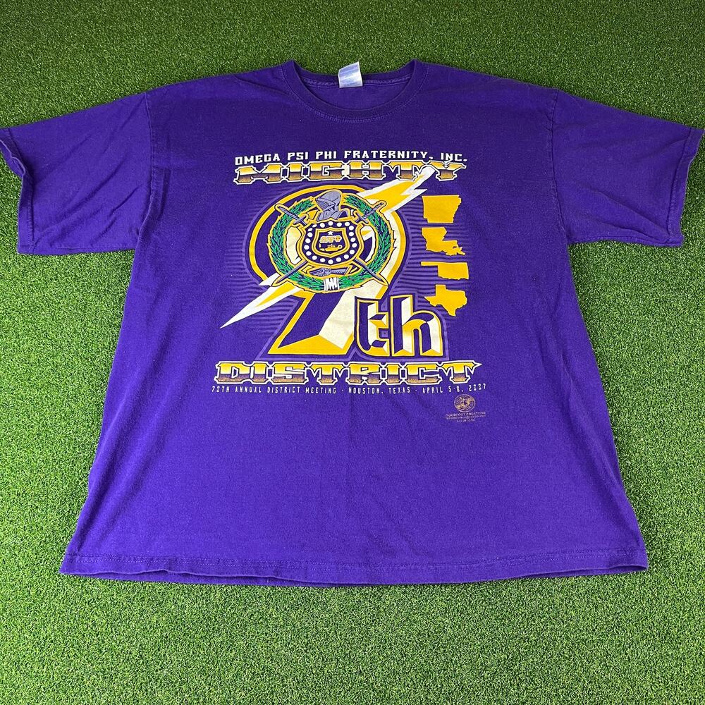 Y2K Gildan Purple Omega Psi Phi Fraternity Annual District Meeting T-Shirt XL